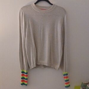 Whisper By Brodie, Colorful Cuff Women's Crew Neck Sweater